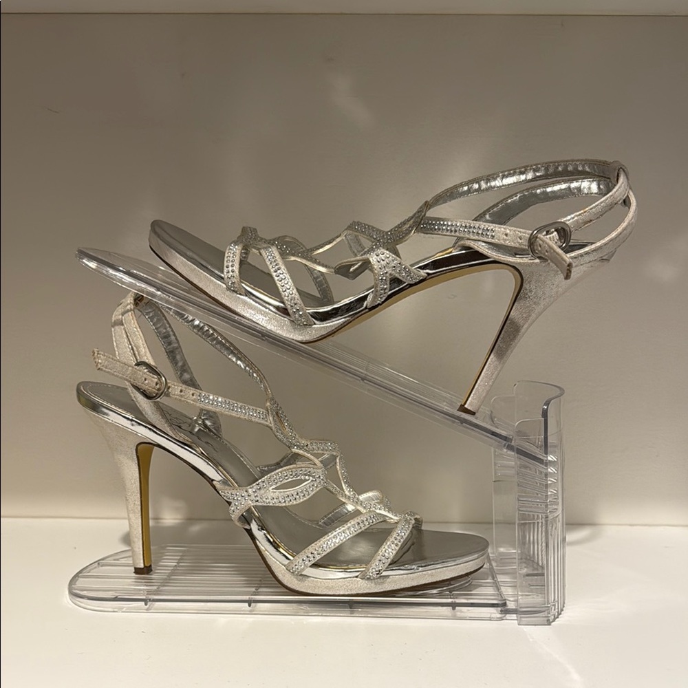 Touch of Nina Silver Strappy Heels
